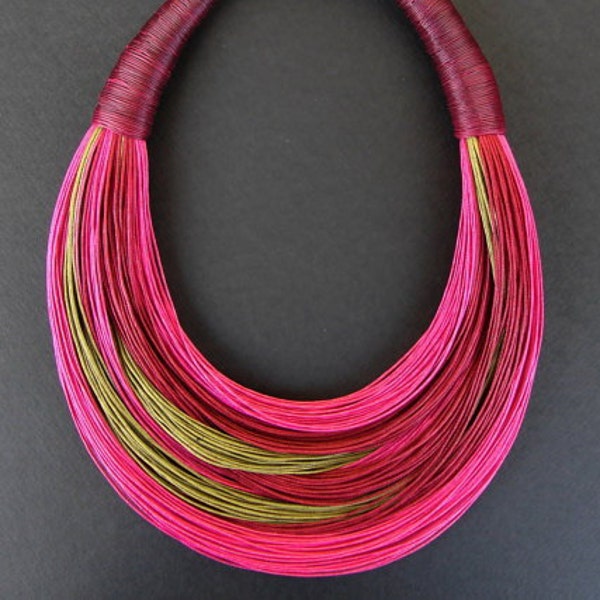 OOAK, Statement Fiber Necklace, African Jewelry, Trending  item, Bold Necklace, Gift for her,Trending Jewelry, Street Fashion