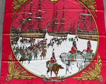 最悪！エルメス シルクスカーフ カレ90「Marine et Cavalerie（海と