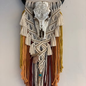 Sunset Skull Macrame Wall Hanging image 1