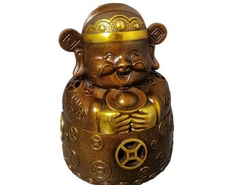 Bronze God of Wealth Incense Burner, Feng Shui Fortune Censer