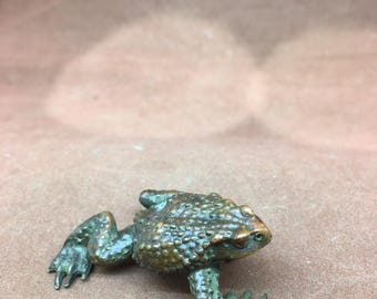 Rana da tè in bronzo vintage / Decorazione antica cinese Feng Shui portafortuna per la cerimonia del tè