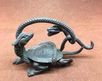 Tea Pet in bronzo Xuanwu: portafortuna cinese mitologico a forma di tartaruga-serpente per tavoli da tè