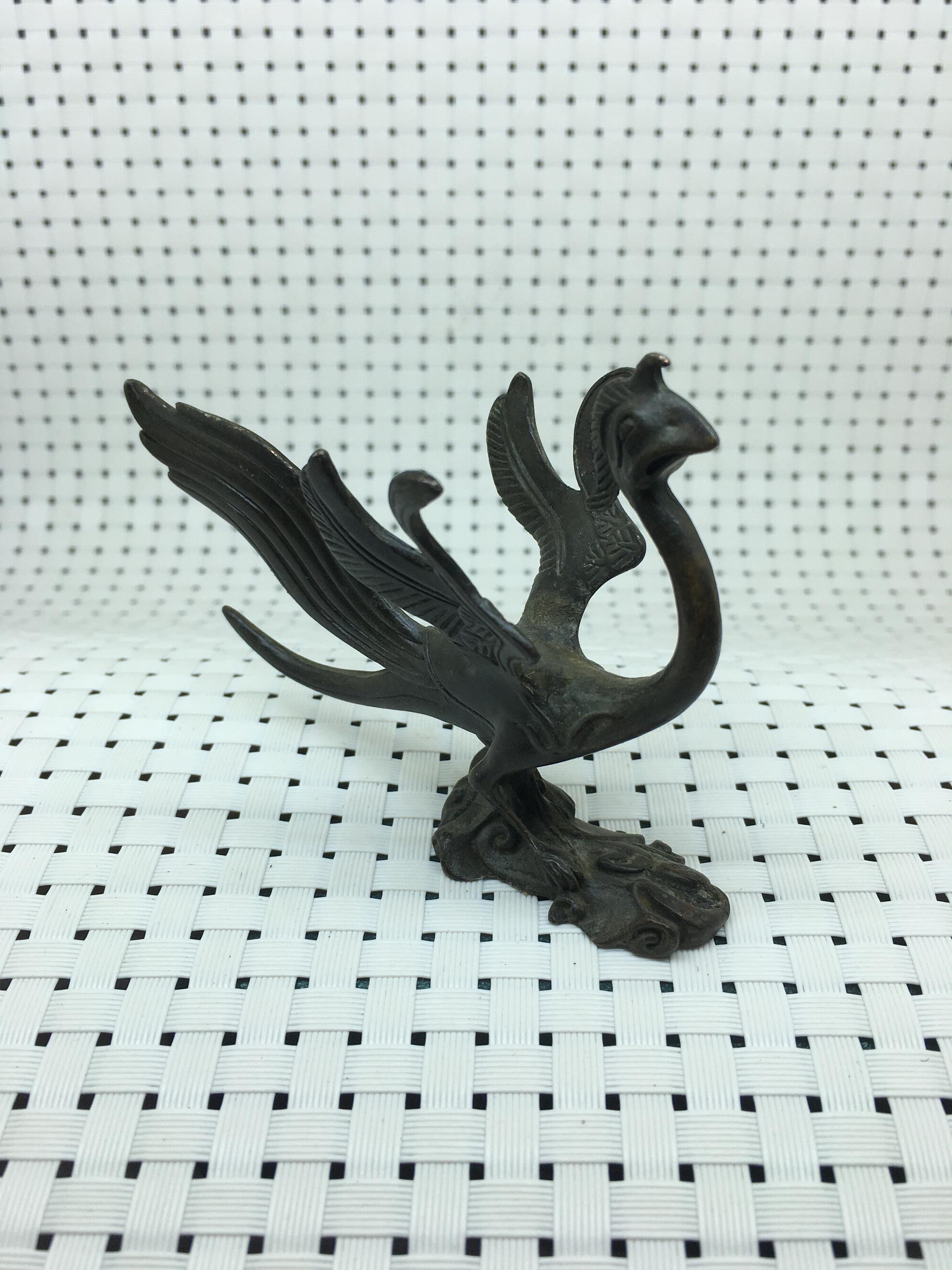 Vintage Bronze Phoenix Tea Pet | Ornate Decor for Tea Ceremony