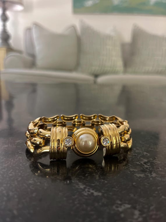 Vintage KJL Kenneth Jay Lane Gold Bracelet – Gold… - image 1