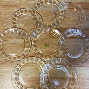 Arcoroc France Glass Plates – Set of 8 Clear Bubble Rim Dessert Salad Plates