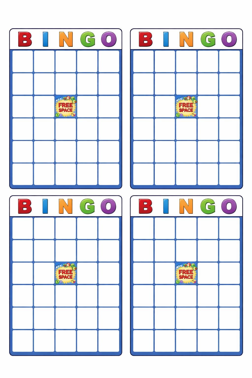 Blank Bingo Card Printable – Colorful 5x5 Grid, DIY Game Night (digital ...