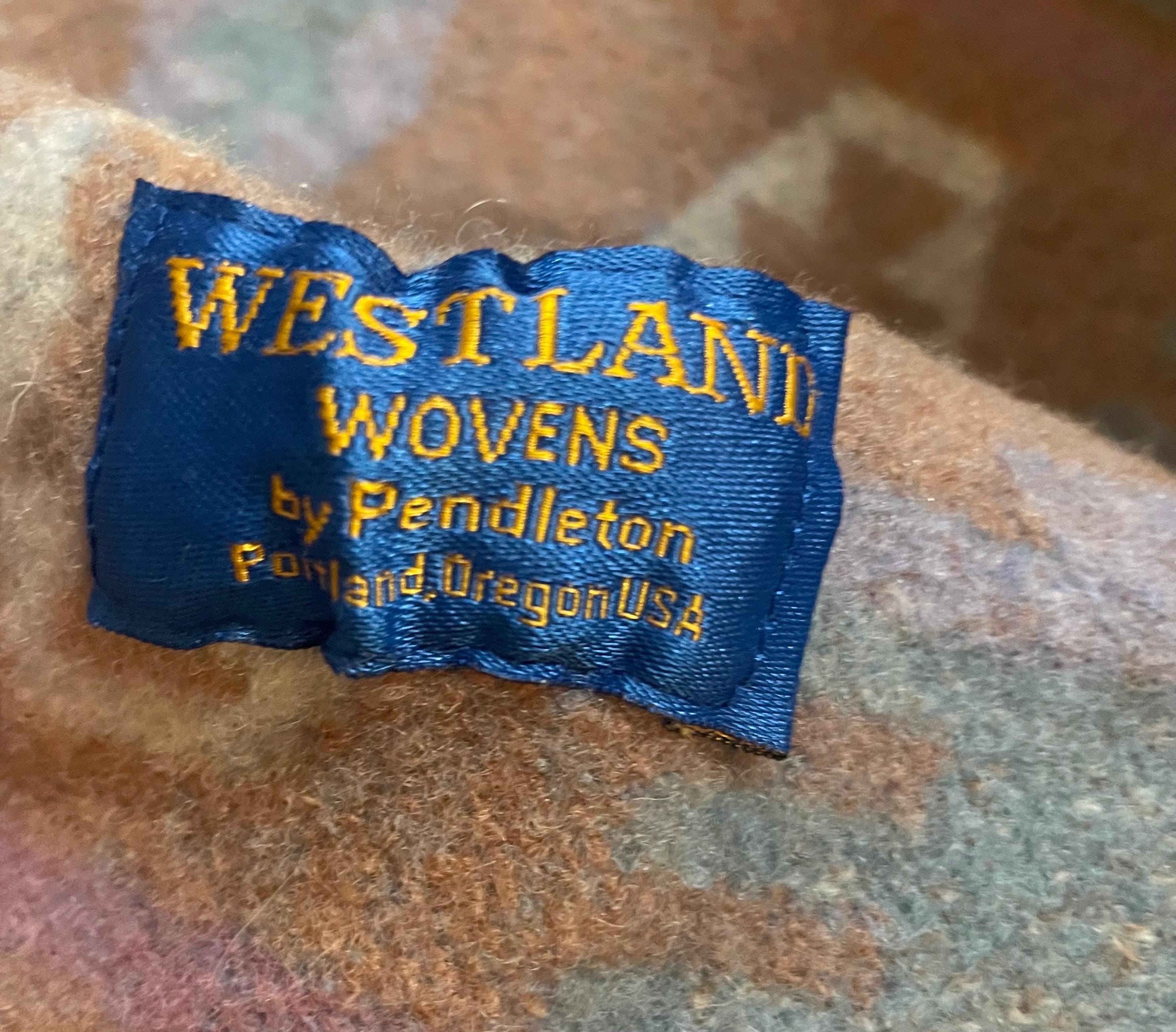 Vtg PENDLETON WESTLAND WOVENS Wool Blanket Reversible Throw 55 X