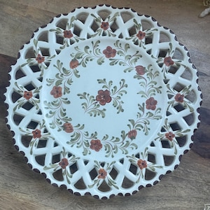 Vtg Martan Portugal Reticulated Lace Edge Decorative Plate Signed Robalo Art Pottery MINT