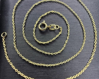 Collar de cadena de eslabones de oro amarillo italiano macizo de 10k, 16” de largo, 1,35 mm de ancho
