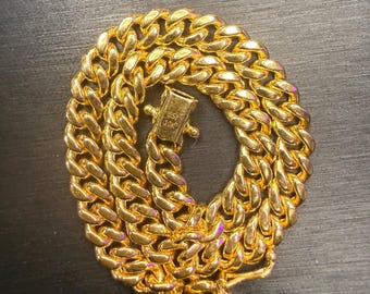 Pulsera cubana Miami de oro amarillo italiano macizo de 10k, 8 pulgadas de largo, 5,5 mm de ancho, 2,5 mm de grosor.