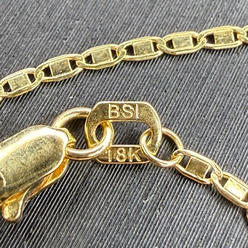 Pulsera Valentino de oro amarillo italiano macizo de 18 quilates, 7 pulgadas de largo, 1,4 mm de ancho. imagen 2