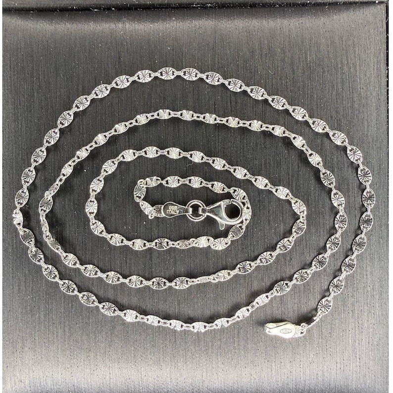 Collana a catena Valentino in argento sterling 925 massiccio italiano, lunga 45 cm (18”) e larga 2,5 mm. immagine 1