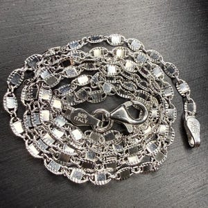 Collana a catena Valentino in argento sterling 925 massiccio italiano, lunga 45 cm (18”) e larga 2,5 mm. immagine 6