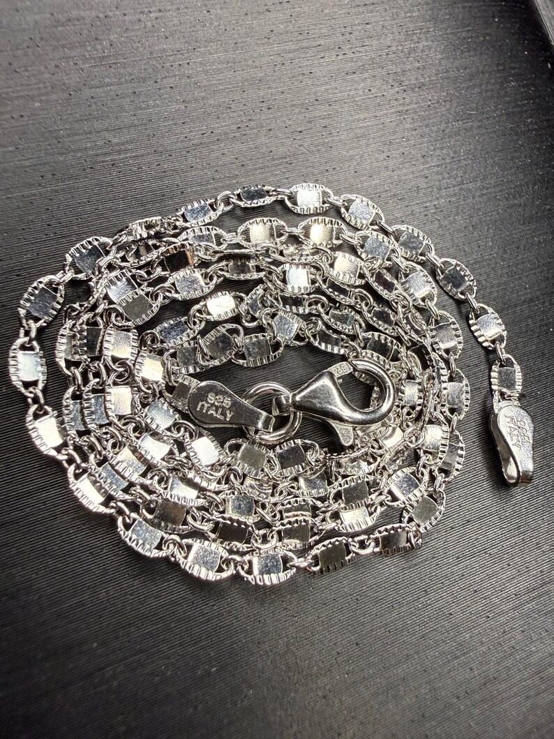 Collana a catena Valentino in argento sterling 925 massiccio italiano, lunga 45 cm (18”) e larga 2,5 mm. immagine 6