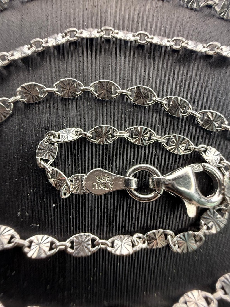 Collana a catena Valentino in argento sterling 925 massiccio italiano, lunga 45 cm (18”) e larga 2,5 mm. immagine 2