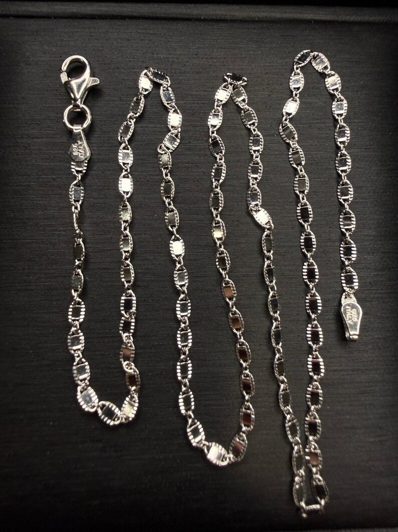 Collana a catena Valentino in argento sterling 925 massiccio italiano, lunga 45 cm (18”) e larga 2,5 mm. immagine 7