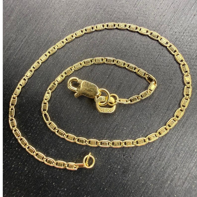 Pulsera Valentino de oro amarillo italiano macizo de 18 quilates, 6,5 pulgadas de largo y 2 mm de ancho. imagen 1