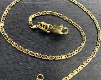 Pulsera Valentino de oro amarillo italiano macizo de 18 quilates, 7 pulgadas de largo, 1,4 mm de ancho.