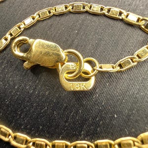 Pulsera Valentino de oro amarillo italiano macizo de 18 quilates, 6,5 pulgadas de largo y 2 mm de ancho. imagen 2