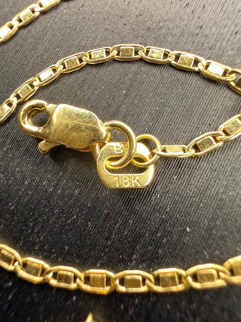 Pulsera Valentino de oro amarillo italiano macizo de 18 quilates, 6,5 pulgadas de largo y 2 mm de ancho. imagen 2
