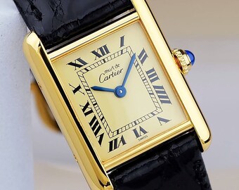 Cartier Uhr Must Tank Elfenbeinfarbenes Zifferblatt Römischer Index SM 21 mm Damen Quarz 174277