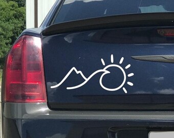 Mountain Ocean Wave Sun Vinyl Decal Sticker Phone Tablet Car Window Laptop Wall