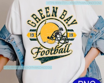 Green Bay Football png, Football PNG, Football PNG for shirt, Green Bay png, Game day Football,Retro football,Vintage football PNG
