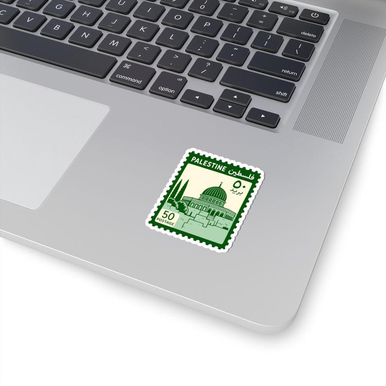 Palestine Postage Stamp Sticker Dome of the Rock Vinyl Kiss Cut Sticker Palestinian Stamp Jerusalem Travel Laptop Water Bottle Decal 2" × 2"
