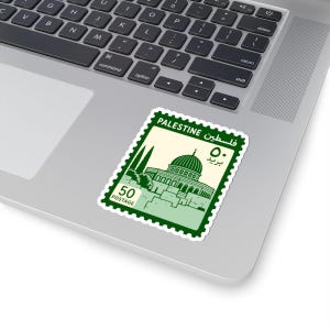 Palestine Postage Stamp Sticker Dome of the Rock Vinyl Kiss Cut Sticker Palestinian Stamp Jerusalem Travel Laptop Water Bottle Decal 3" × 3"