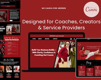 Burgundy Coach Website Canva Template | Modern Coaching Website Design