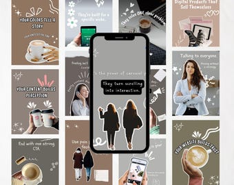 Instagram Carousel Templates | Faceless Instagram Post Template | Canva Editable Social Media Kit | Content Creator Branding Pack