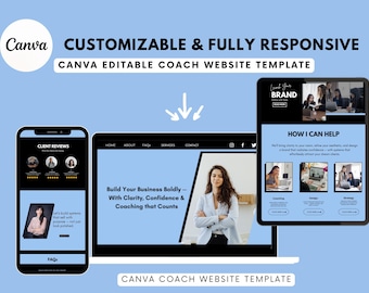 Blue Coach Canva Template | Editable Landing Page Design