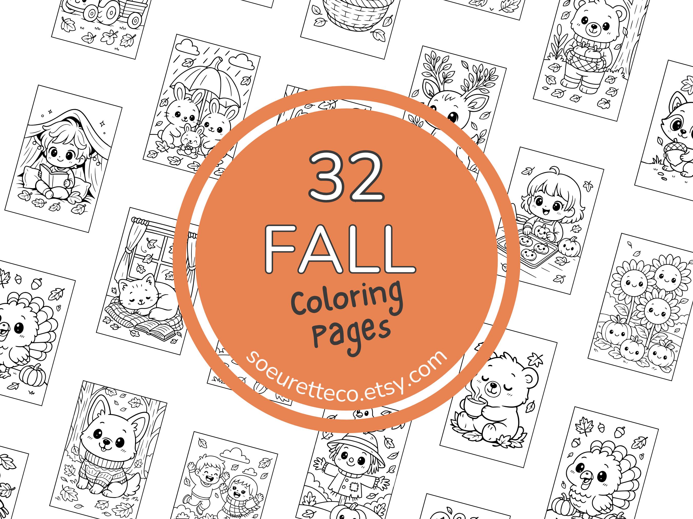 Cozy Fall Coloring Book: 32 Chibi Animals & Autumn Scenes (PDF Download ...