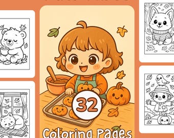 Cozy Fall Coloring Book: 32 Chibi Animals & Autumn Scenes (PDF Download)