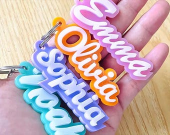 Personalized 3D Printed Acrylic Name Keychain, Custom Tag