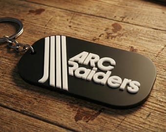 ARC Raiders Tactical Keychain - Dog Tag Style Gamer Gear - Flat Black & Raised White