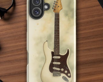 Watercolor Electric Guitar iPhone Case universal musician phone cover vintage guitar art tough case for guitar lovers