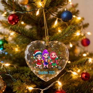 Personalized Anime Christmas Ornament, Custom Glass Keepsake