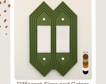 Diamond double light switch cover wall plate geometric retro vintage mid century modern 2 gang rocker duplex toggle