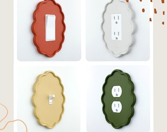 Wavy Oval 3d Light Switch Outlet Cover: Mid Century Modern Minimalist Home Accent fit Toggle Rocker Duplex Outlet