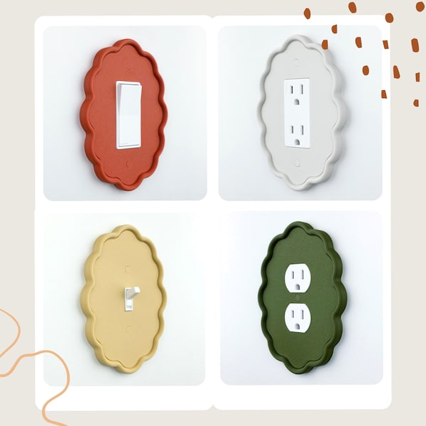Wavy Oval 3d Light Switch Outlet Cover: Mid Century Modern Minimalist Home Accent fit Toggle Rocker Duplex Outlet