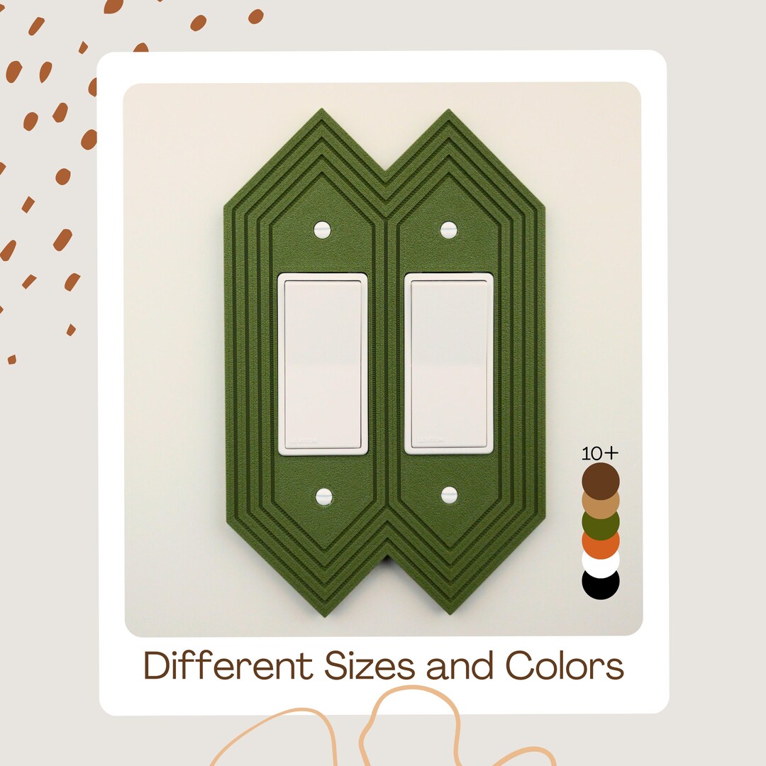 Diamond Double Light Switch Cover Wall Plate Geometric Retro Vintage ...