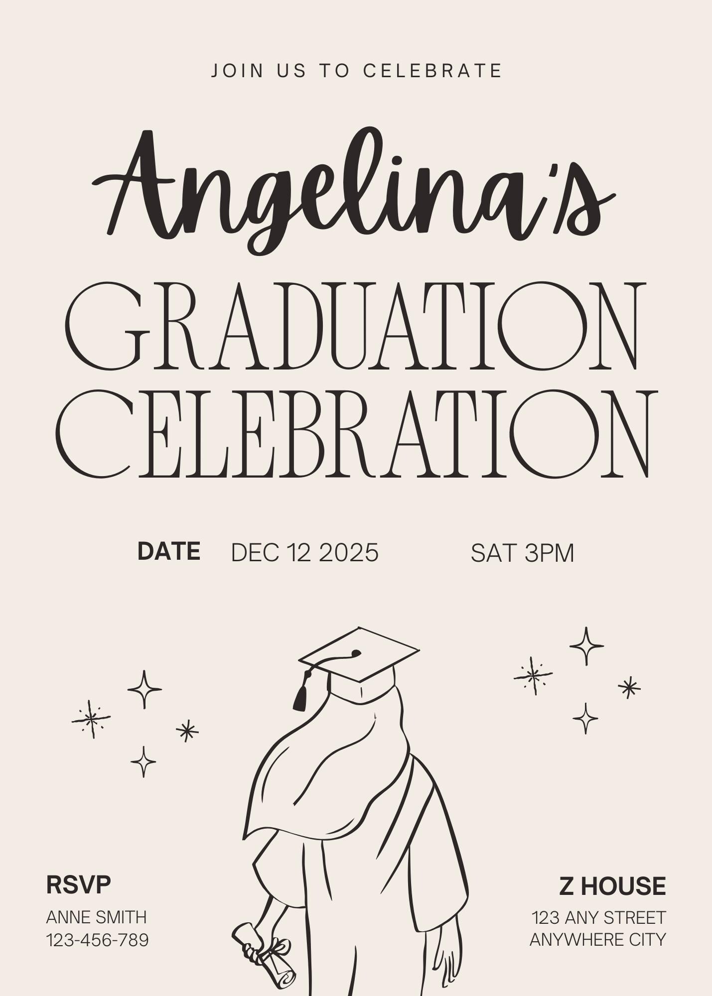 Editable Graduation Invitation & Program | Modern Photo Card (canva ...