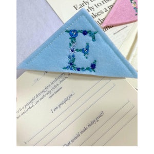 Personalized Corner Bookmark, Initial Letter Embroidered Book Mark, Bookish Gift For Women