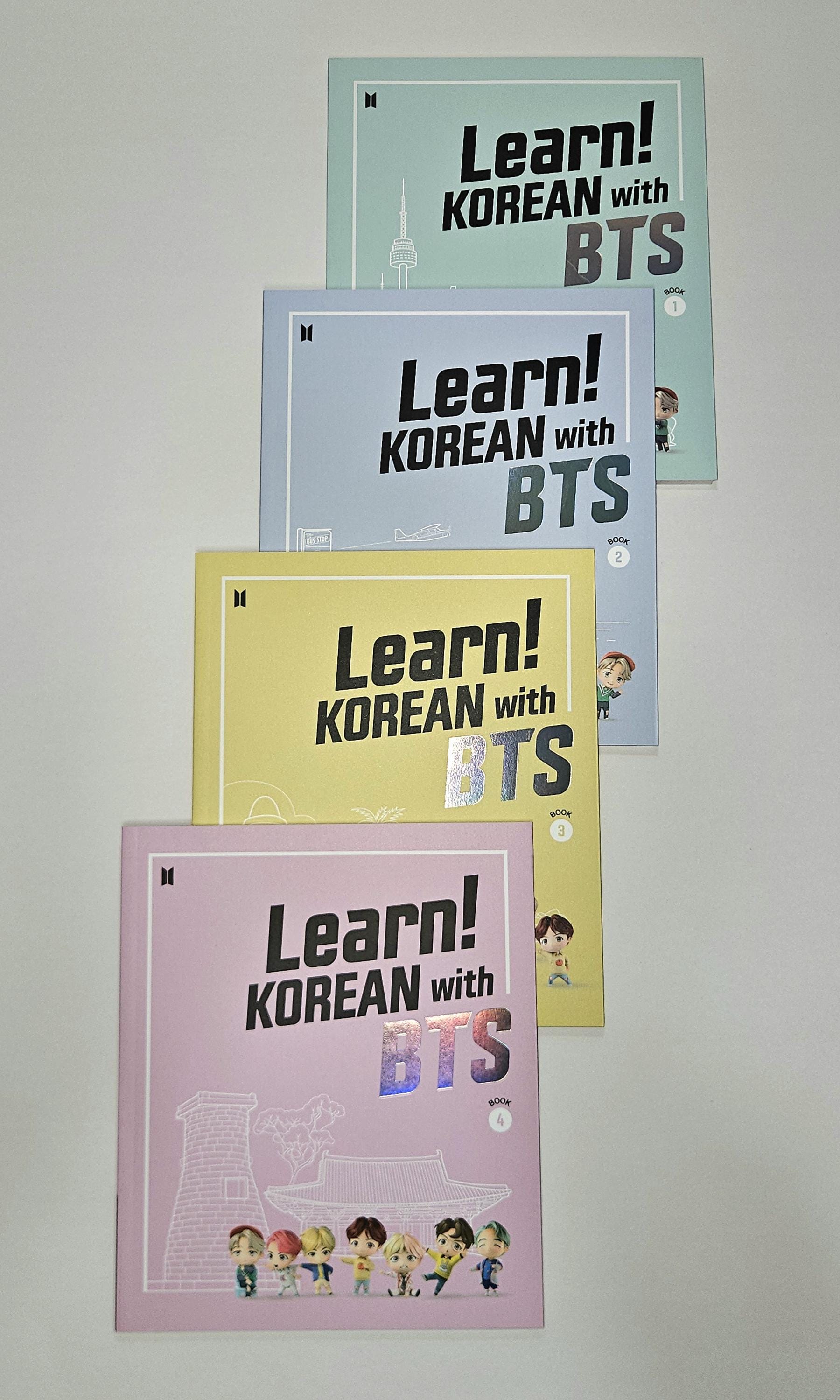 Learn Korean With BTS Full Set – Books 1-4, Moti Pen, Stickers