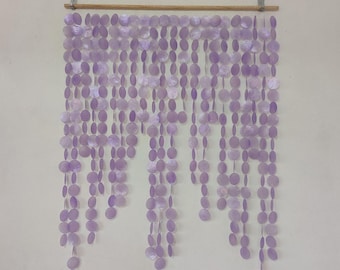 Eco friendly bedroom wall decor: Purple Capiz Shell Hanging art, shell wall art