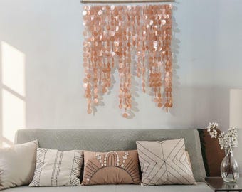 Orange Capiz Shell wall decor, shell wall art : handmade bedroom wall decor