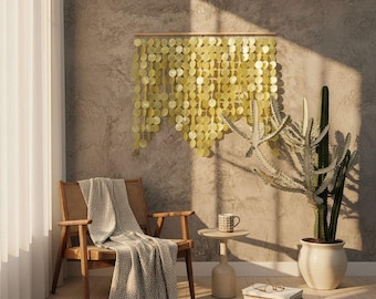 Capiz shell wall hanging for living room and bedroom : Organic Modern Wall Accent |Beach House Decor