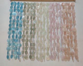 Ombre pastel capiz shell wall hanging decor, Ecofriendly handmade wall decor : boho and coastal capiz wall art