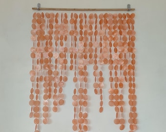 Eco friendly bedroom wall decor: Orange Capiz Shell Hanging art, shell wall art